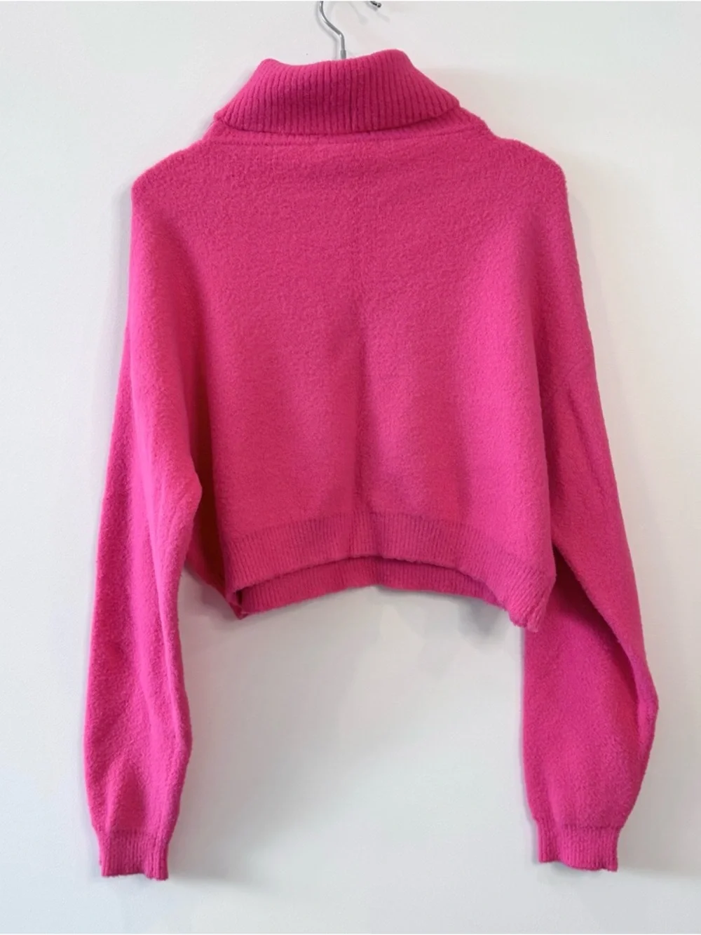 Zara Fuzzy Turtleneck Cropped Sweater / Pink / S - Picture 4 of 8